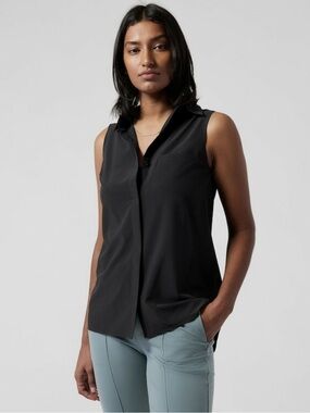 Athleta Urbanite Black Button Up Sleeveless Tank - Size S